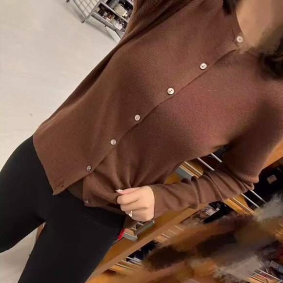 Elie Tahari Merino Wool Cardigan Womens XS Brown Lightweight Ribbed Sweater - Picture 5 of 8